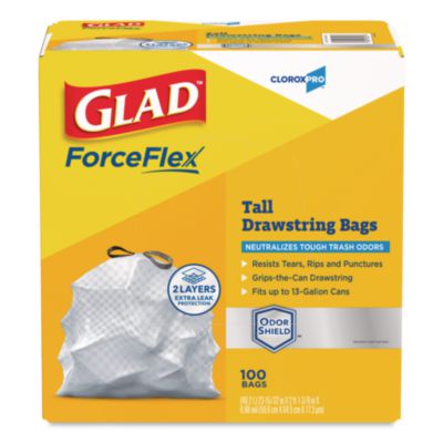 LINERS 13 GAL 23.75 X 24.88  .72 MIL WHITE HVY W/DRAWSTRING 