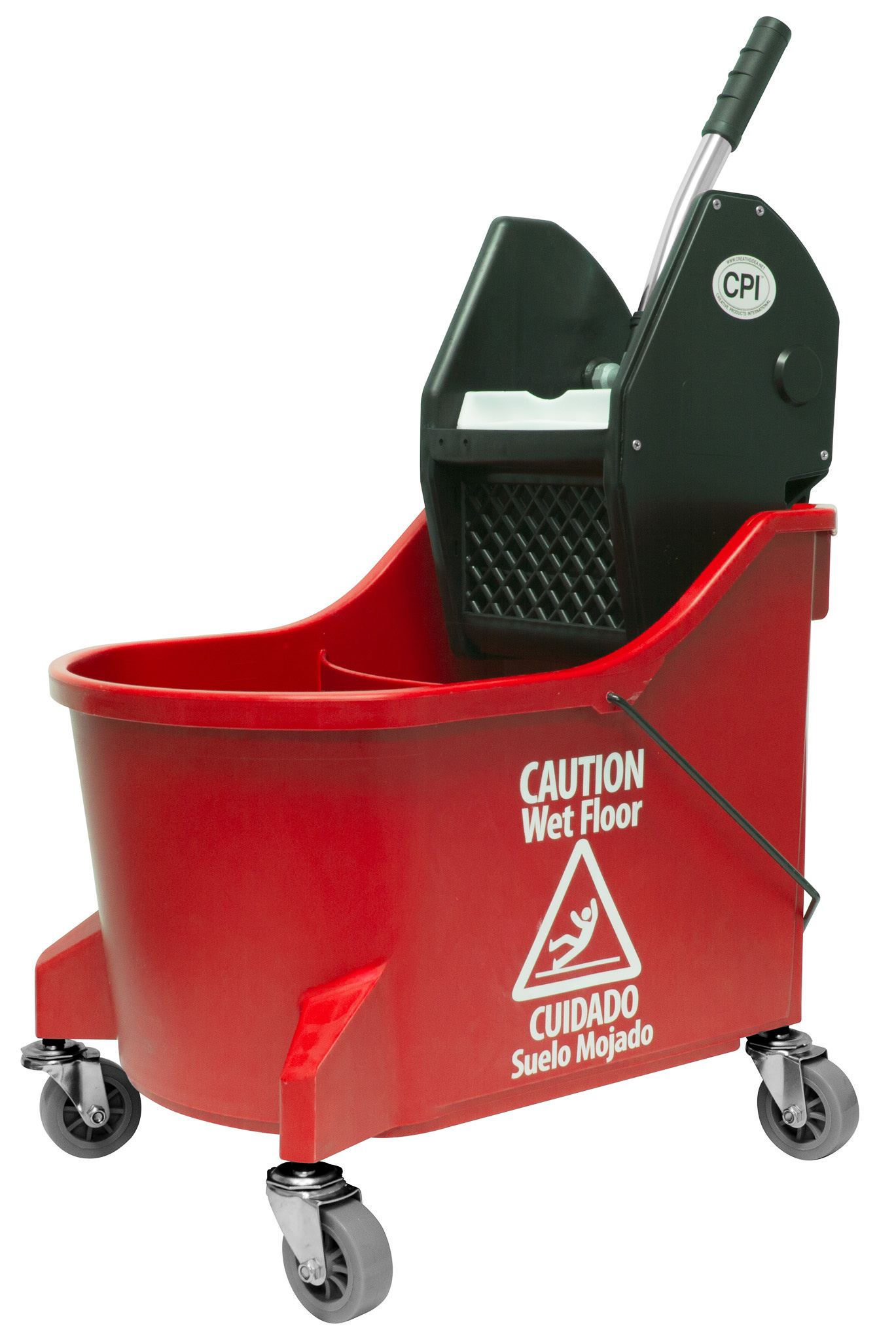 MOP BUCKET AND WRINGER CPI DP  DIVIDED BUCKET RED 3&quot; HEAVY 
