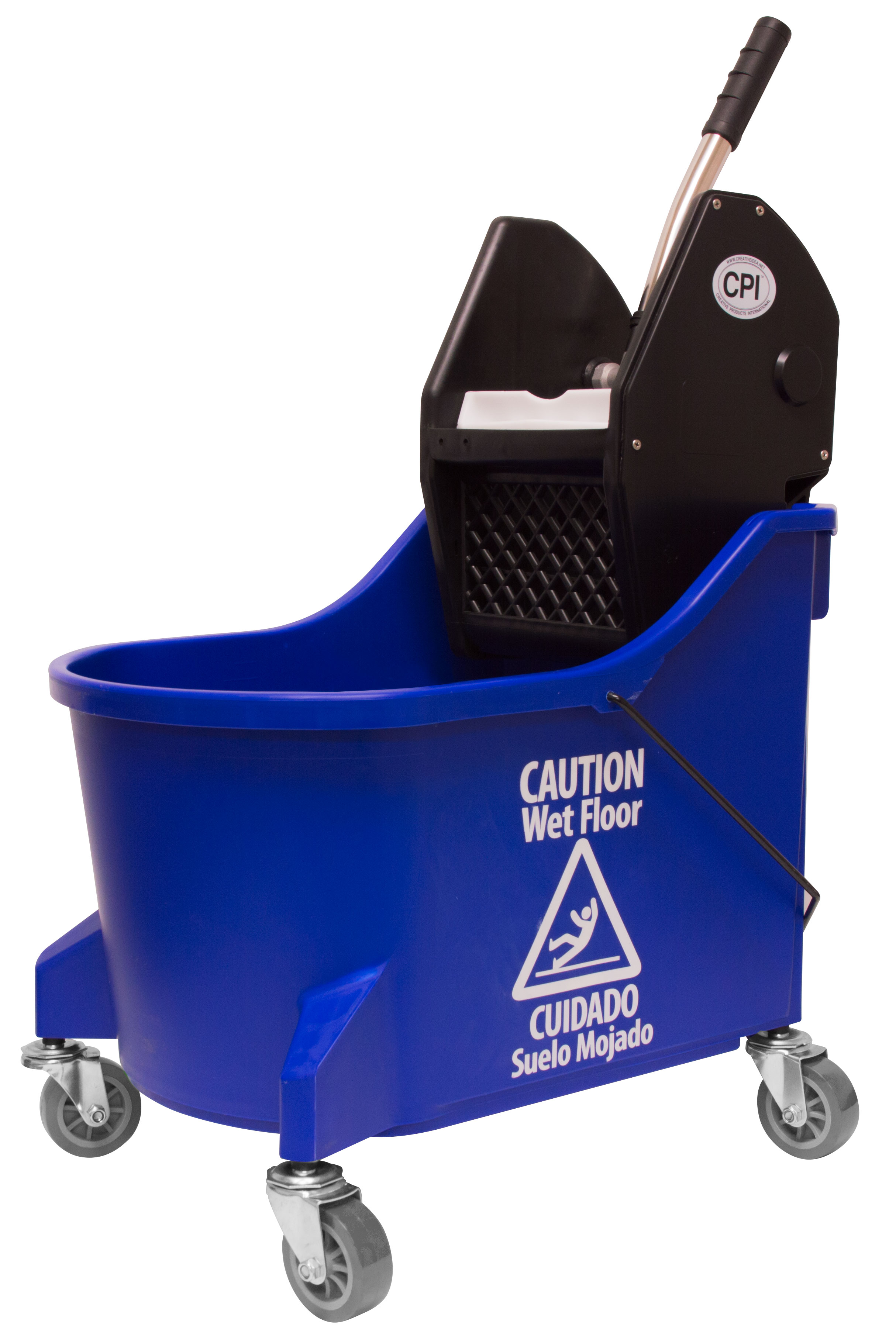 MOP BUCKET AND WRINGER CPI DP 
SINGLE CAVITY BLUE 3&quot; HEAVY 
DUTY CASTERS 9.5 GAL 