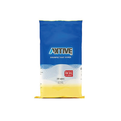 DISINFECTING WIPES 50 COUNT  POUCH AKTIVE 5.5&quot;X7.5&quot;
